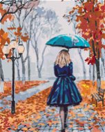 Žena s deštníkem v parku, 80×100 cm, bez rámu a bez vypnutí plátna - Painting by Numbers