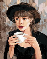 Žena s kávou, 40×50 cm, bez rámu a bez vypnutia plátna - Maľovanie podľa čísel