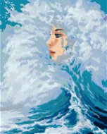 Ženská tvář vycházející z vln, 80×100 cm, bez rámu a bez vypnutí plátna - Painting by Numbers