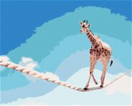 Žirafa na laně, 80×100 cm, bez rámu a bez vypnutí plátna - Painting by Numbers
