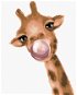 Žirafa se žvýkačkou, 80×100 cm, bez rámu a bez vypnutí plátna - Painting by Numbers