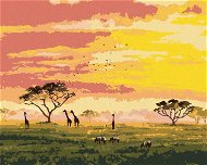 Žirafy a zebry, 80 × 100 cm, bez rámu a bez napnutia plátna - Maľovanie podľa čísel