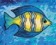 Žlutomodrá rybka, 80×100 cm, vypnuté plátno na rám - Painting by Numbers