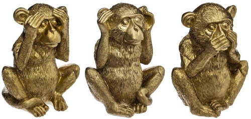 ATMOSPHERA Three Wise Monkeys, polyresin, gold, height 17.2cm - New - Main image