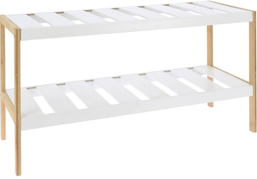 Home Styling Collection Bamboo shoe rack, white, 70 × 26 × 36 cm - Shoe Rack - Main image