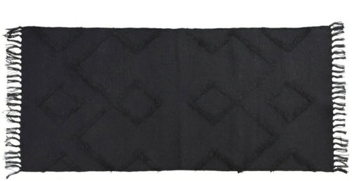 Home Styling Collection Cotton fringed carpet, 70 × 140 cm, anthracite - Carpet - Main image