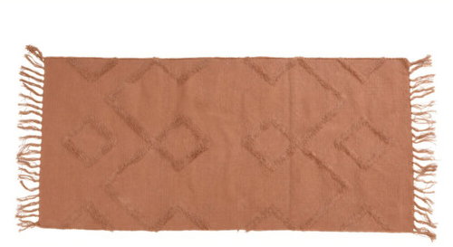 Home Styling Collection Cotton fringed carpet, 70 × 140 cm, orange - Carpet - Main image
