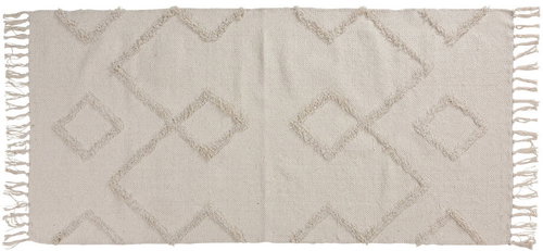Home Styling Collection Cotton fringed carpet, 70 × 140 cm, white - Carpet - Main image