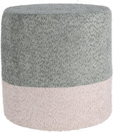 Home Styling Collection, Round upholstered pouf in two colours boucle, 34 × 35 cm, blue - Ottoman