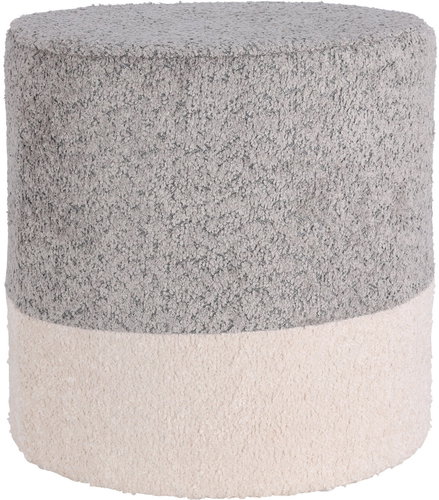 Home Styling Collection, Round upholstered pouf in two colours boucle, 34 × 35 cm, grey - Ottoman - Main image