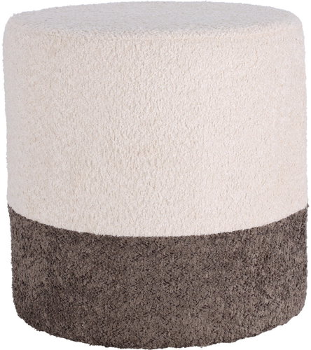 Home Styling Collection, Round upholstered pouf in two colours boucle, 34 × 35 cm, light beige - Ottoman - Main image