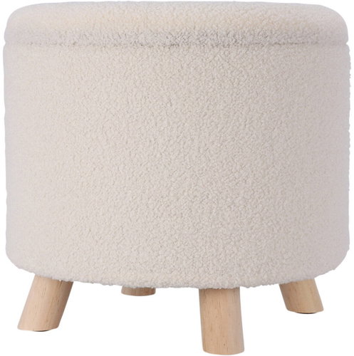 Home Styling Collection Storage round upholstered pouf TEDDY, 40 × 37 cm, white - Ottoman - Main image