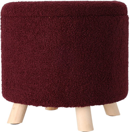 Home Styling Collection Storage round upholstered pouf TEDDY, 40 × 37 cm, red - Ottoman - Main image
