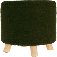 Home Styling Collection Storage round upholstered pouf TEDDY, 40 × 37 cm, olive - Ottoman