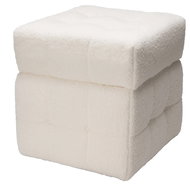 Home Styling Collection Taburette with storage SQUARE, lambskin upholstery, 38 × 38 × 37 cm, white - Ottoman