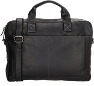 Sortland Kožená taška na notebook 15,6" černá - Brašna na notebook