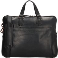 Sortland Kožená taška Leira na notebook 15,6" černá - Brašna na notebook