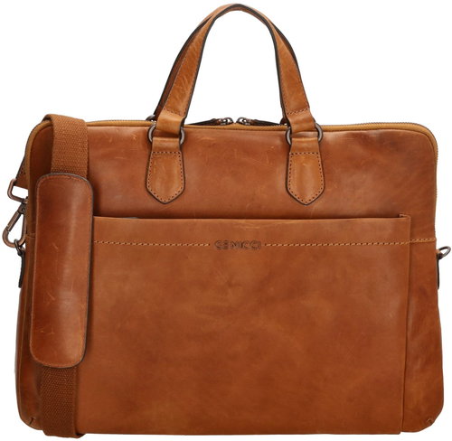 Genicci Leira leather laptop bag 15,6" cognac - Laptop Bag - Main image