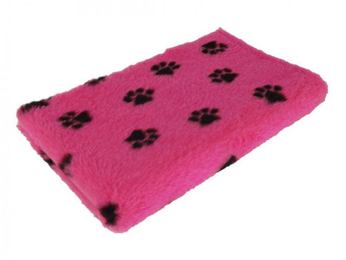 HS VetBedding Premium pink - black paws 100 × 80 cm - Cat & Dog Bed Blanket - Main image