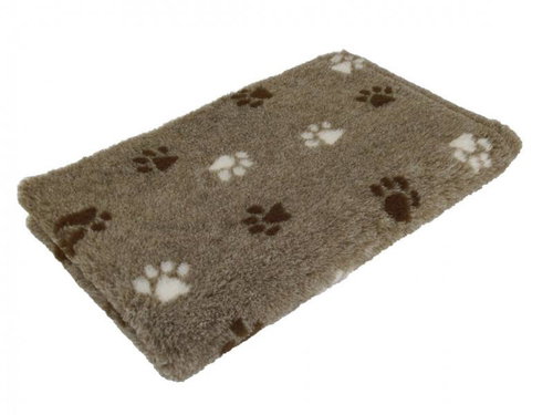 HS VetBedding Premium brown - dark brown and cream paws 100 × 80 cm - Dog Mat - Main image
