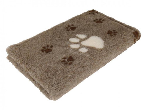 HS VetBedding Premium brown - brown small and cream large paws 100 × 80 cm - Cat & Dog Bed Blanket - Main image