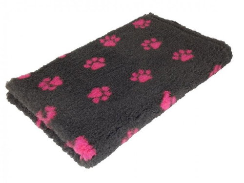 HS VetBedding Premium grey - pink paws 160 × 100 cm - Cat & Dog Bed Blanket - Main image