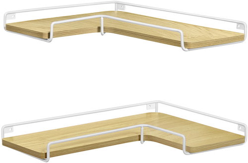 Songmics Vasagle Primino corner shelves set 2 pcs, natural oak/white - Shelf - Main image