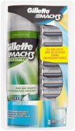 GILLETTE Mach3 8pcs + Shaving Gel Sensitive 200ml - Men's Shaver Replacement Heads
