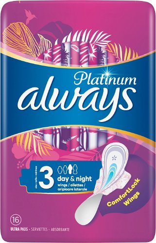 Always Platinum Normal Sanitary Towels With Wings 24 Pads, Toiletries