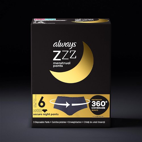 3 BOX - ALWAYS ZZZ Overnight Disposable Period Underwear, 360