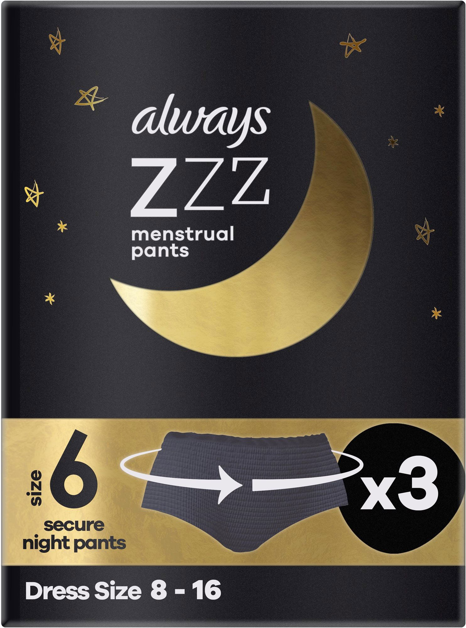 ALWAYS ZZZs disposable night menstrual underwear 3 pcs from 94 K