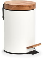 ZELLER Odpadkový koš pedálový 3 l bílý, bambus 16,8 × 24 cm - Odpadkový koš