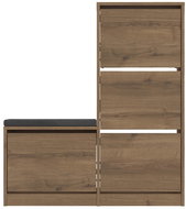 Houseland Dude shoe rack with bench, dark oak - Shoe Rack