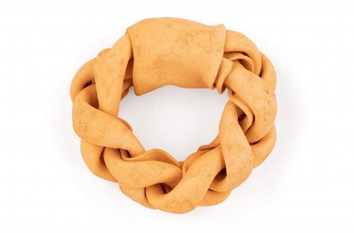 Hunting Dog Rawhide Knitted cowhide donut honey S - Dog Treats - Main image