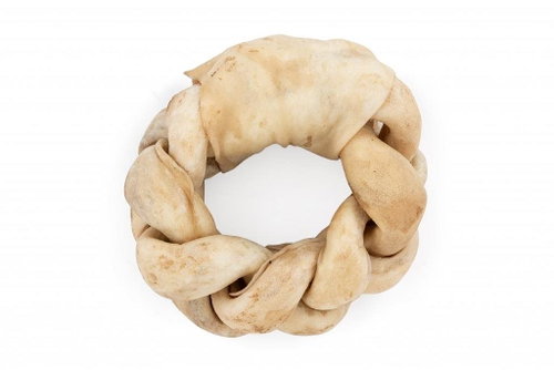 Hunting Dog Rawhide Knitted Cowhide Donut Peanut Butter S - Dog Treats - Main image
