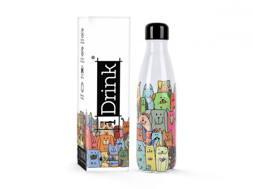 iDRINK Stainless steel thermo bottle, stay pawsitive 500 ml - Thermos - Main image