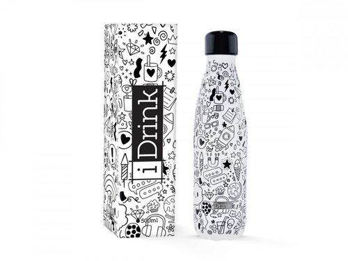 iDRINK Stainless steel thermobottle, doodles 500 ml - Thermos - Main image