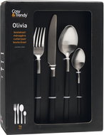 Cosy & Trendy Cutlery set Brushed - Black Olivia, 16 pieces, height 270 mm, length 200 mm - Cutlery Set
