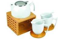 VS MANIPUR Porcelain Tea Set White Brown - Teapot