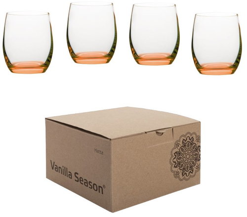 VS HATTA Set of 4 Orange Neon Glasses, Orange - Glass Set - Main image