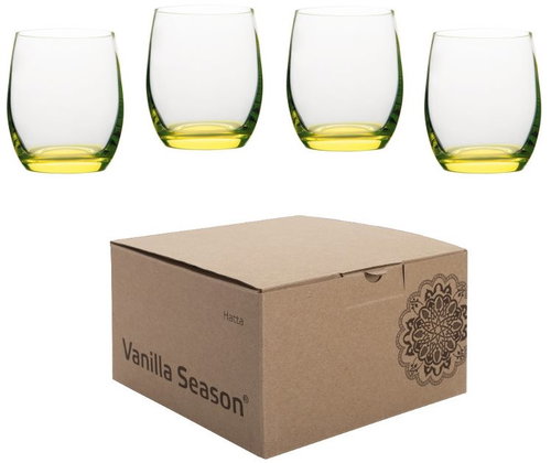 VS HATTA Set of 4 Yellow Neon Glasses, Yellow - Glass Set - Main image