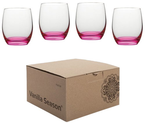 VS HATTA Set of 4 Pink Neon Glasses, Pink - Glass Set - Main image