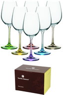 VS NUKUALOFA Set of 6 Wine Glasses (350ml) with Coloured Stems - Glass Set