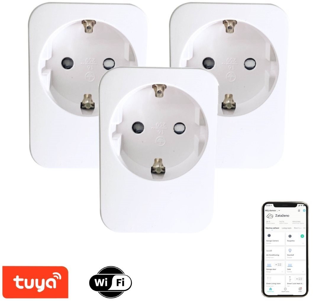 IMMAX NEO LITE Smart szett 3x beltéri aljzat v2 tű nélkül, E típusú, WiFi