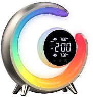 IMMAX LED noční lampička, budík PEACOCK s hodinami, RGB světlem a USB portem, zlatá - Tischlampe