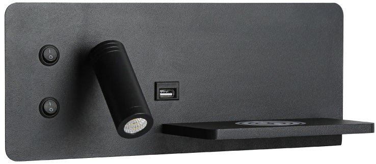 Immax LED Be PREPARE 4in1 Fali spotlámpa, QI töltővel, USB, fekete, jobbos változat