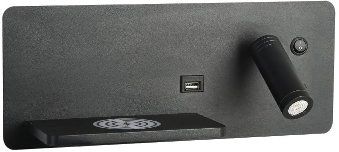 Immax LED Be PREPARE 4in1 Fali spotlámpa, QI töltővel, USB, fekete, balos változat