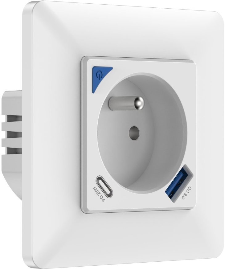 IMMAX NEO Konnektor, beltéri, földelt, E típus, 1× USB, 1× USB-C, PD 20 W, Zigbee