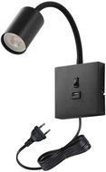 IMMAX PUNTO USB flexible with switch, black - Wall Lamp