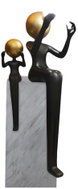 IMMAX SILUETTE Aura Sculpture - Floor Lamp, Fibreglass, Black/Gold, 1× E27 - Floor Lamp